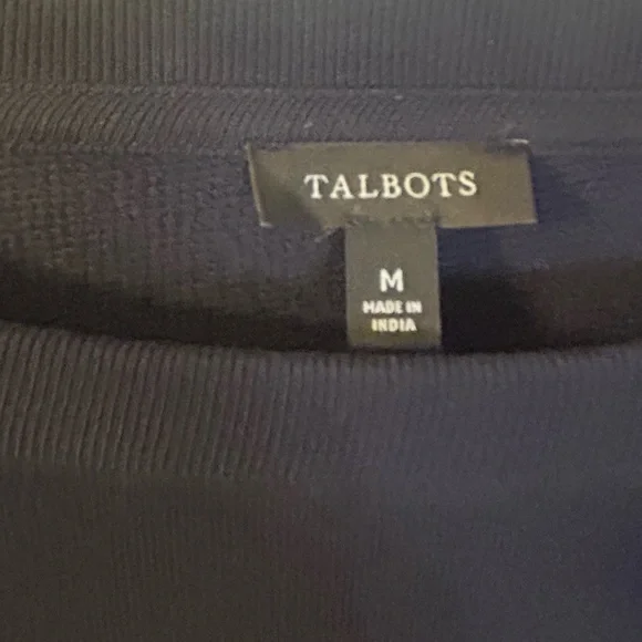 NWOT Talbots Navy Blue BEAUTIFUL Sheath Dress, Eyelet Detail Long Sleeves - Picture 6 of 14